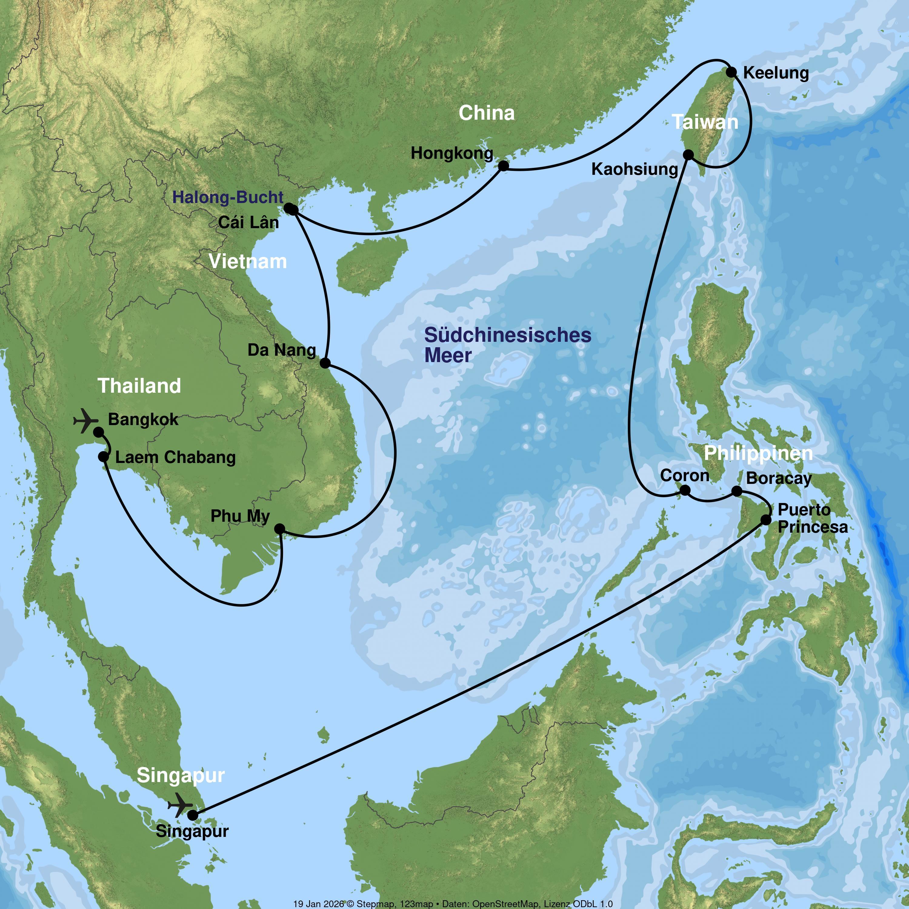 Kreuzfahrt mit AIDAstella von Bangkok über die Halong-Bucht bis Singapur inkl. 2 Nächte Bangkok