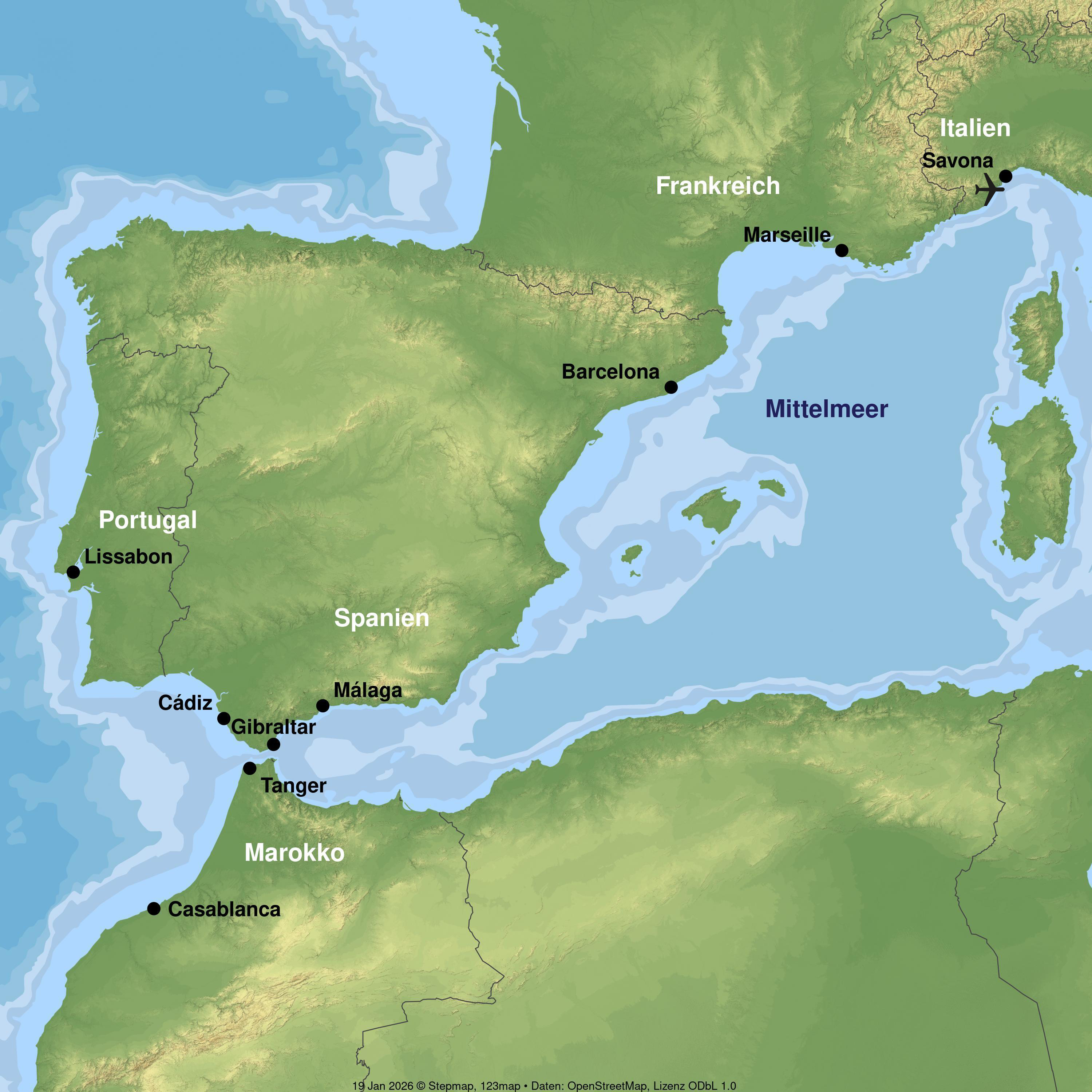 Kreuzfahrt mit Costa Fascinosa ab/an Savona