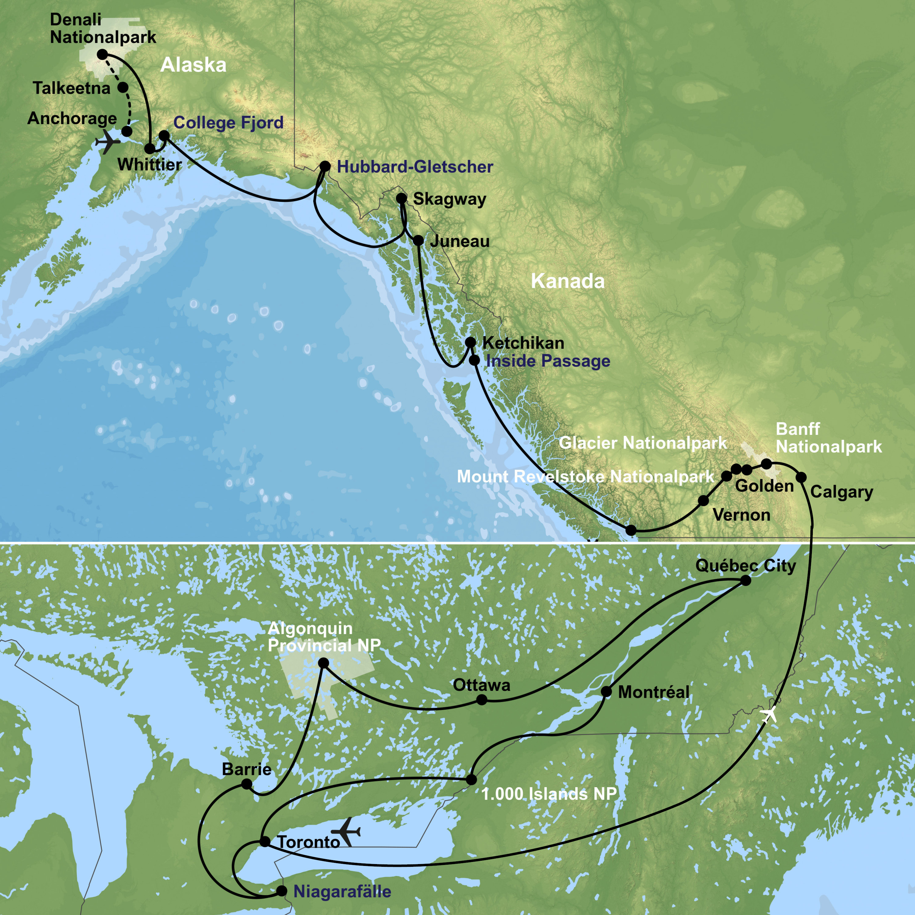 Kreuzfahrt mit Nieuw Amsterdam von Vancouver bis Whittier inkl. großer Kanada-Rundreise und Denali Nationalpark