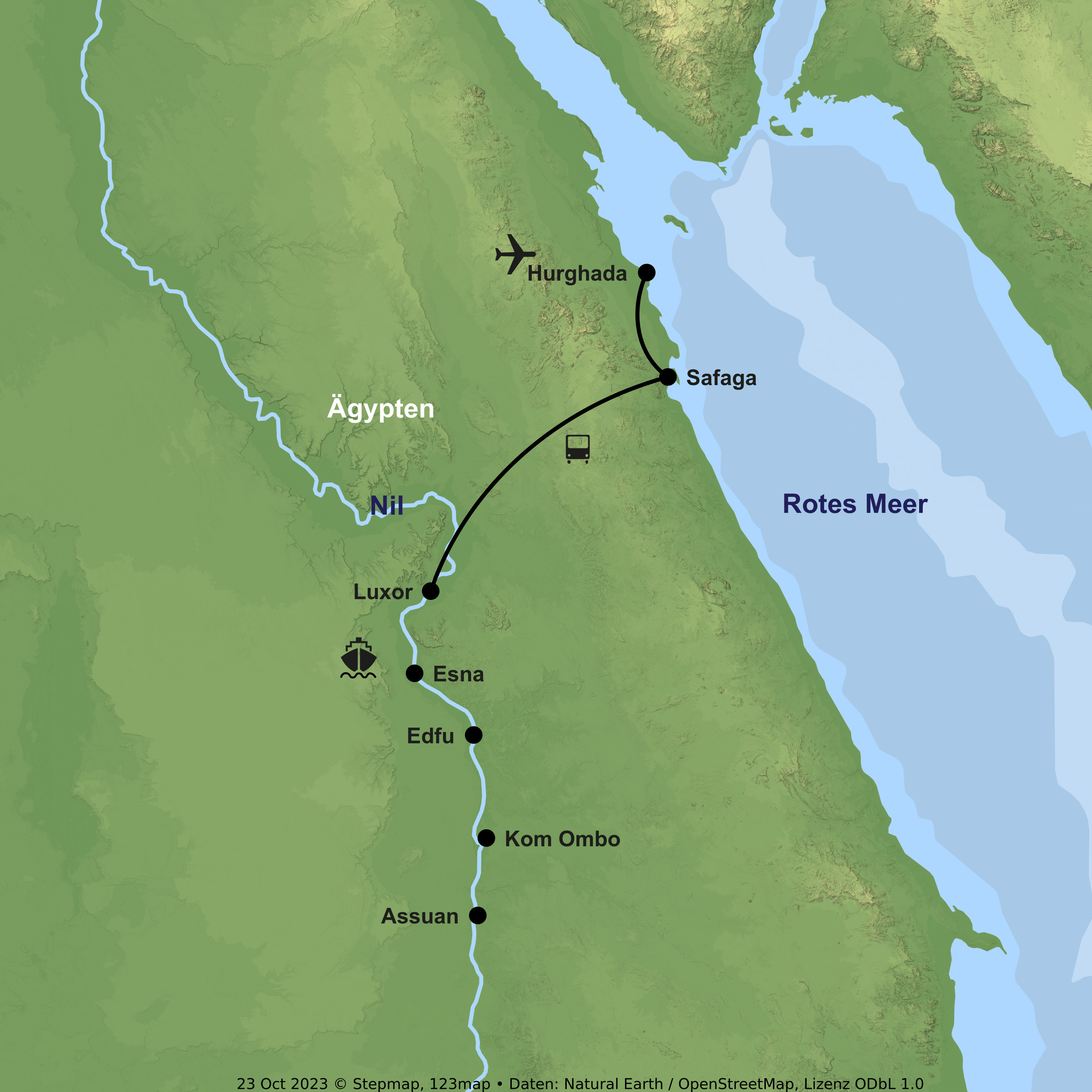 Nilkreuzfahrt ab/an Luxor inkl. Baden am Roten Meer in Safaga