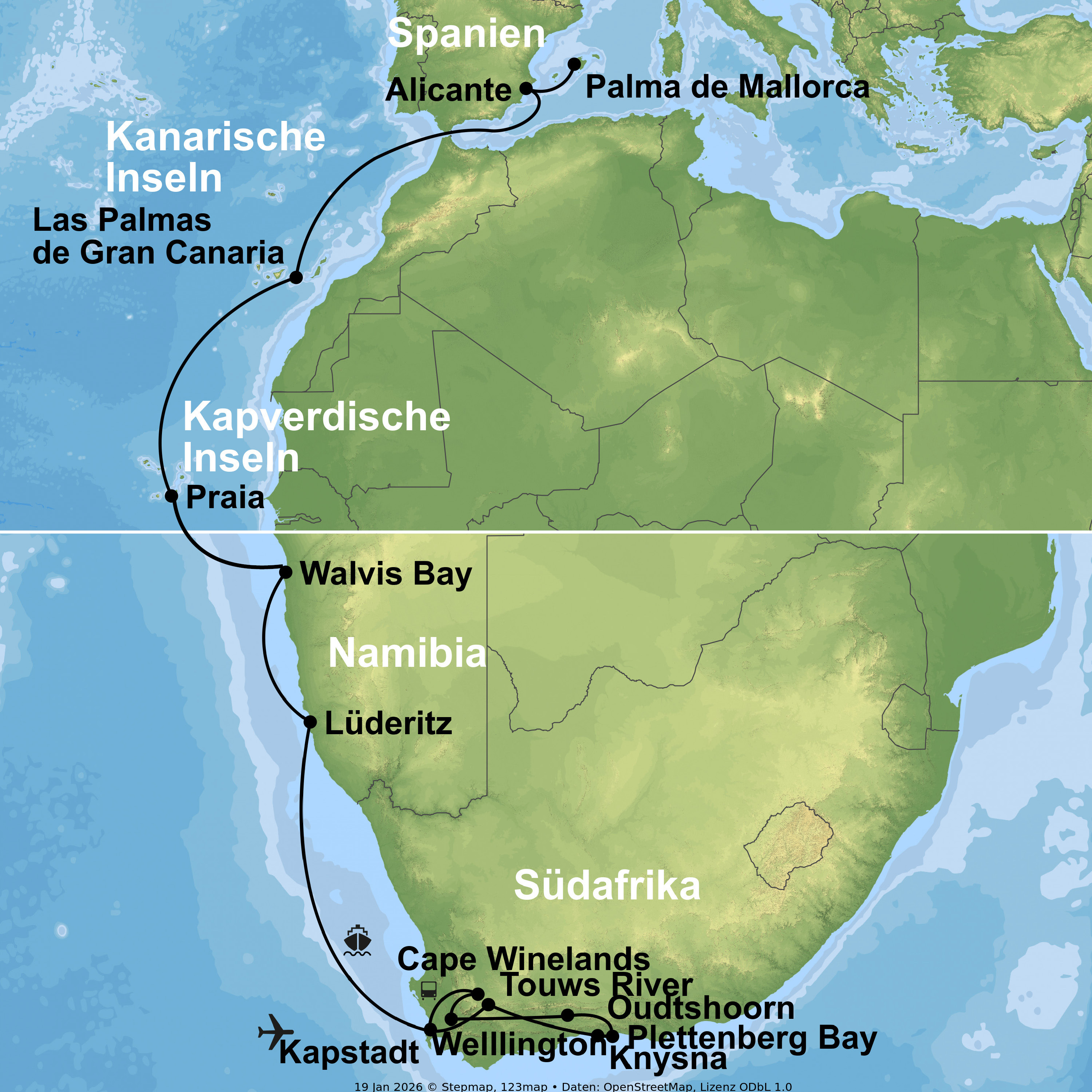 Kreuzfahrt mit AIDAstella von Kapstadt bis Palma de Mallorca inkl. Südafrika-Rundreise