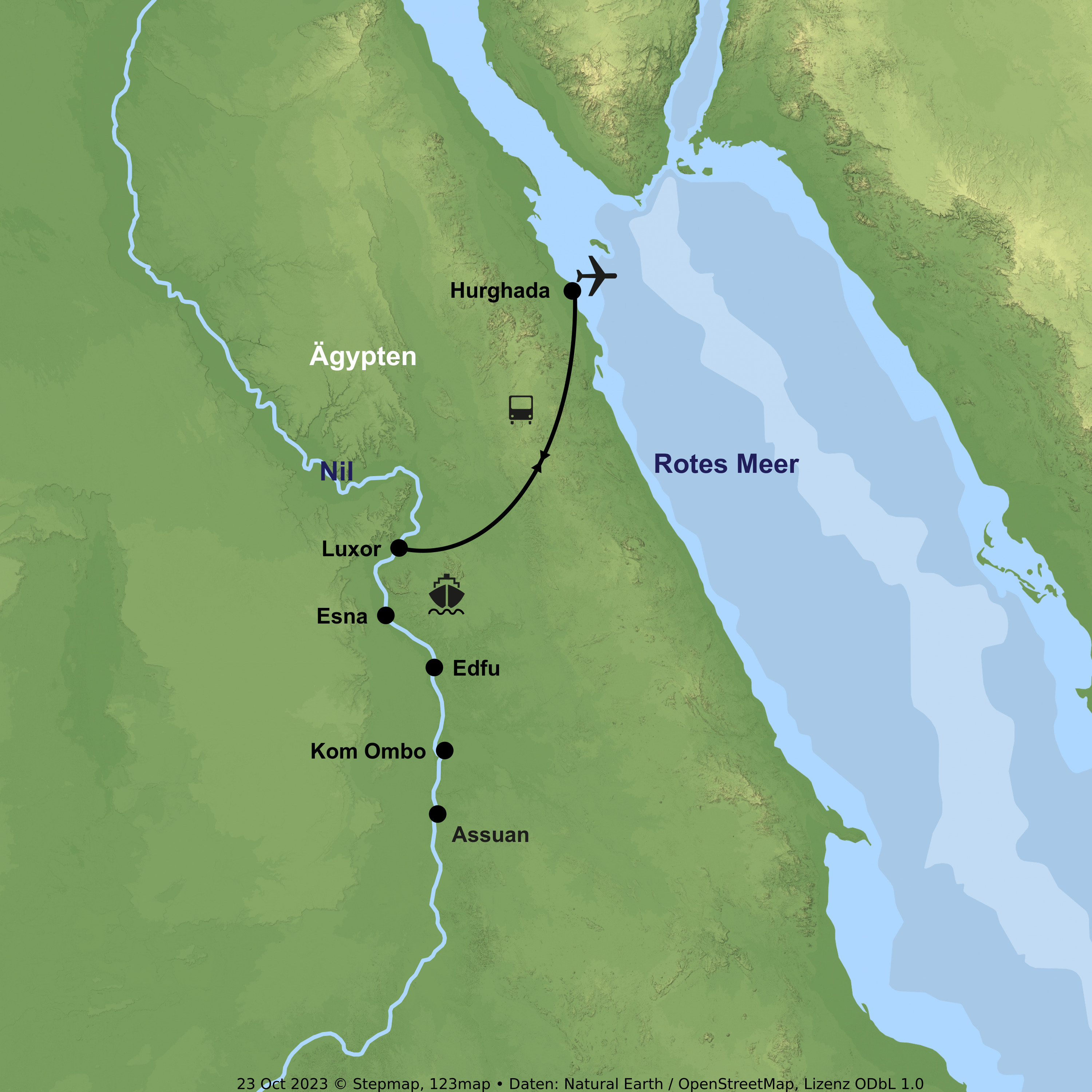 Nilkreuzfahrt ab/an Luxor inkl. Badeaufenthalt in Hurghada