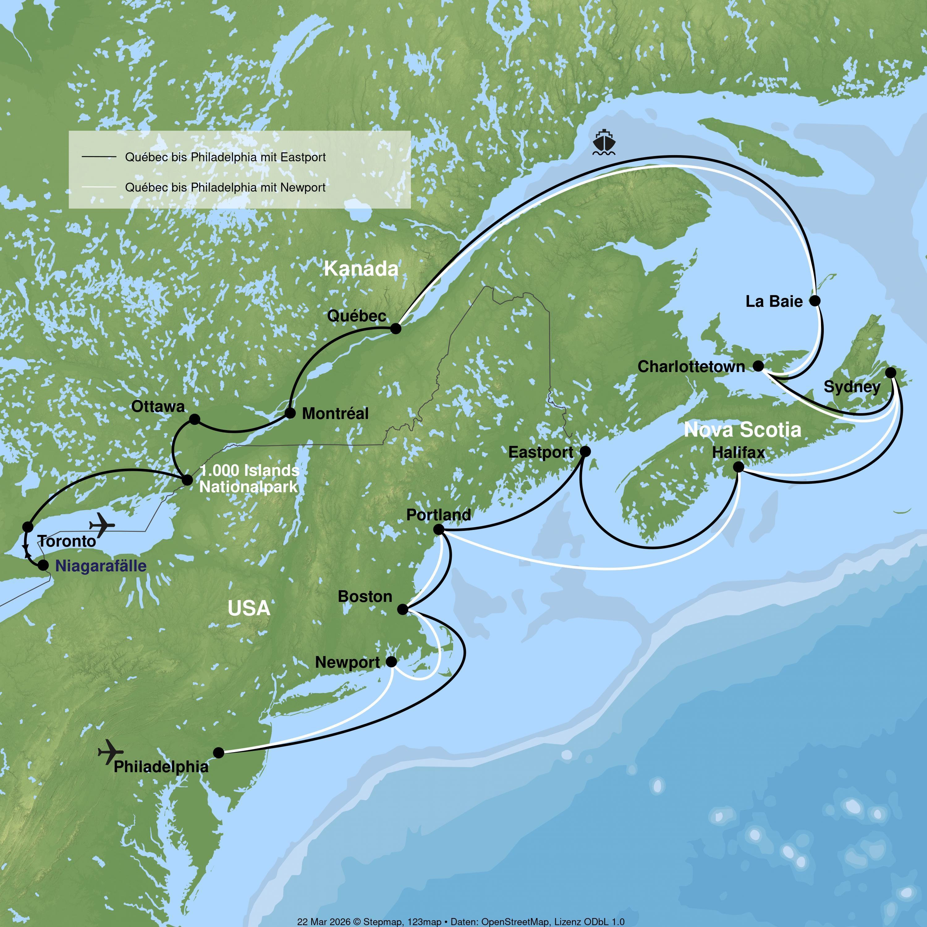 Kreuzfahrt mit der Norwegian Pearl von Québec bis Philadelphia inkl. Kanada-Rundreise durch die Niagara-Region