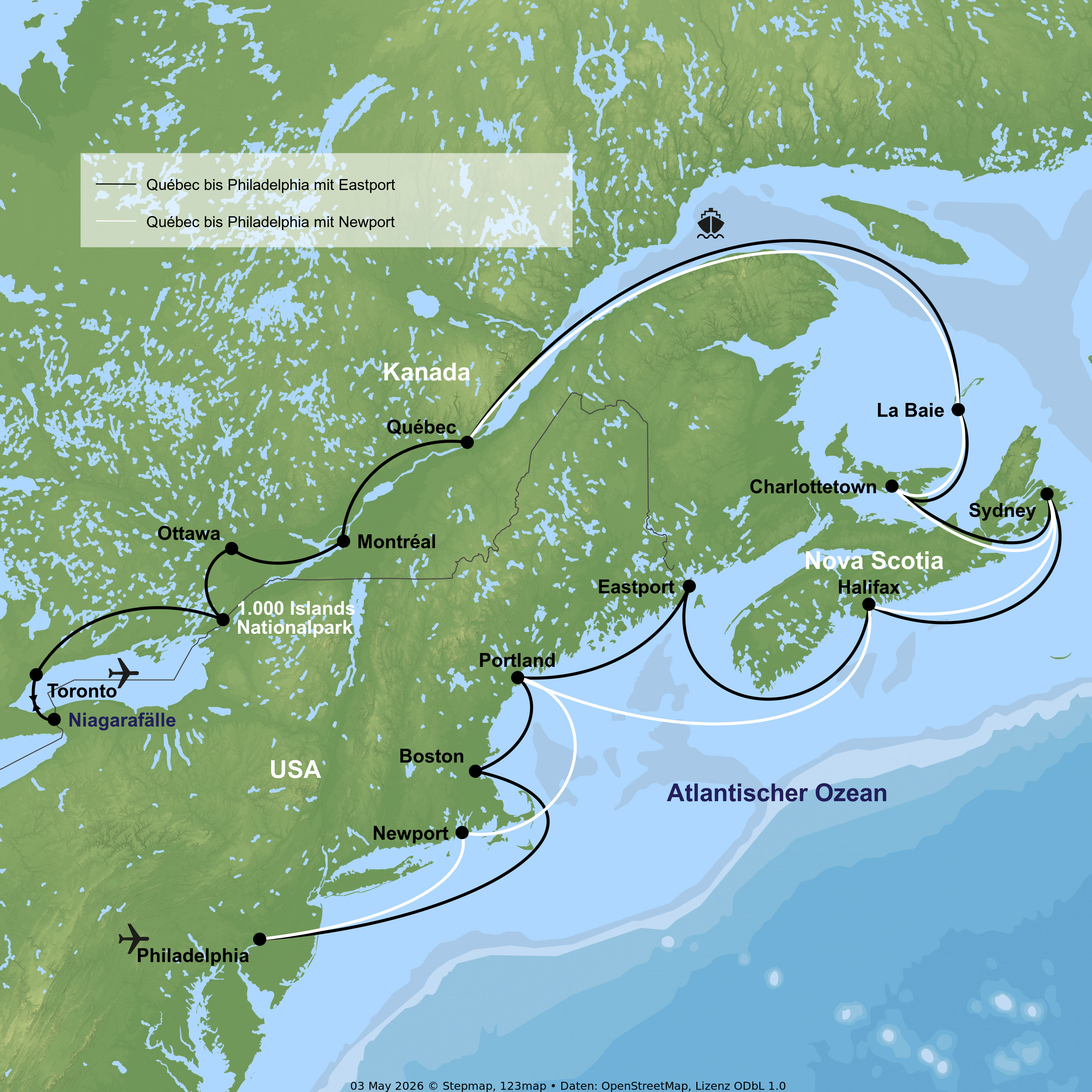 Kreuzfahrt mit der Norwegian Pearl von Québec bis Philadelphia inkl. Kanada-Rundreise durch die Niagara-Region