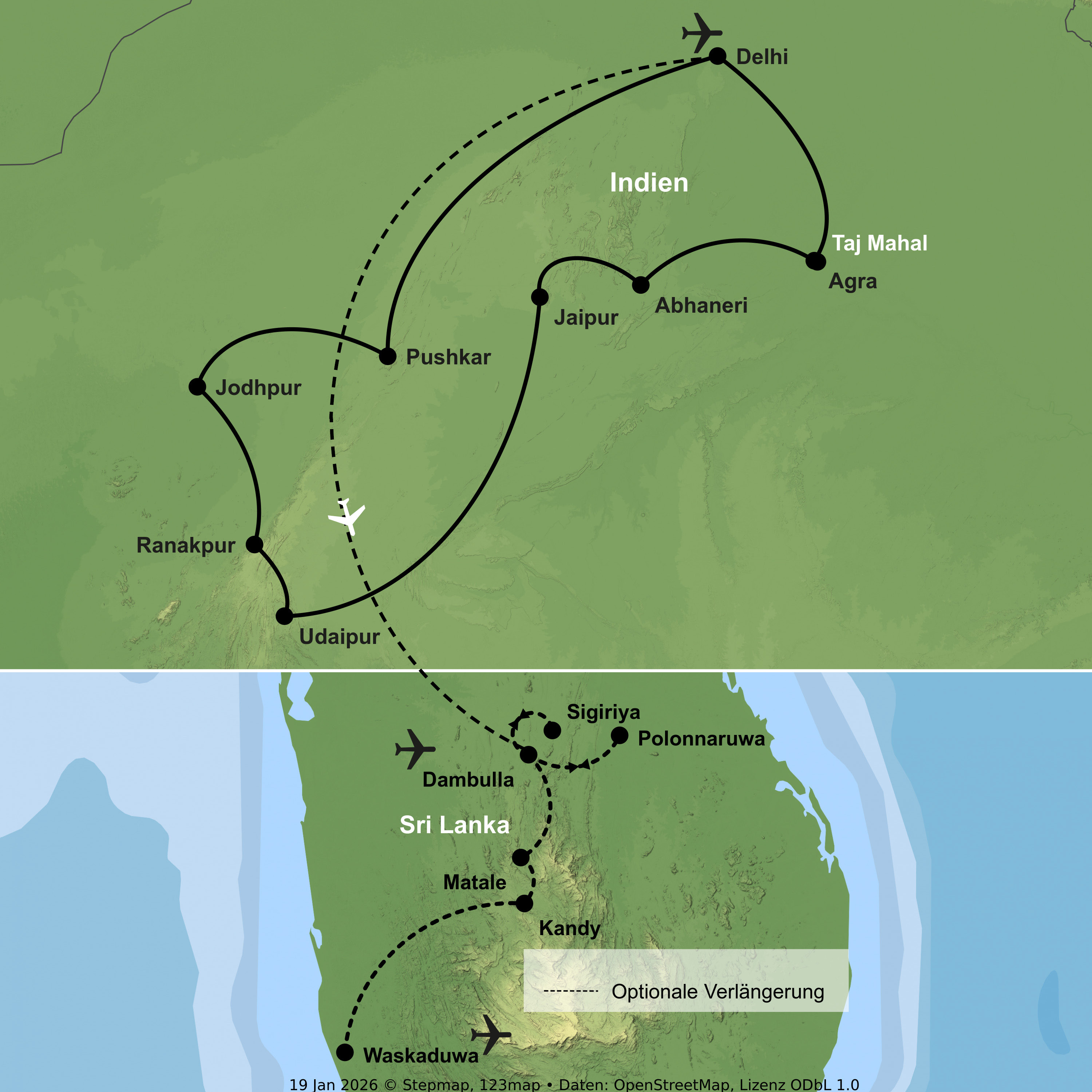 Vom Taj Mahal bis an die Küsten Sri Lankas