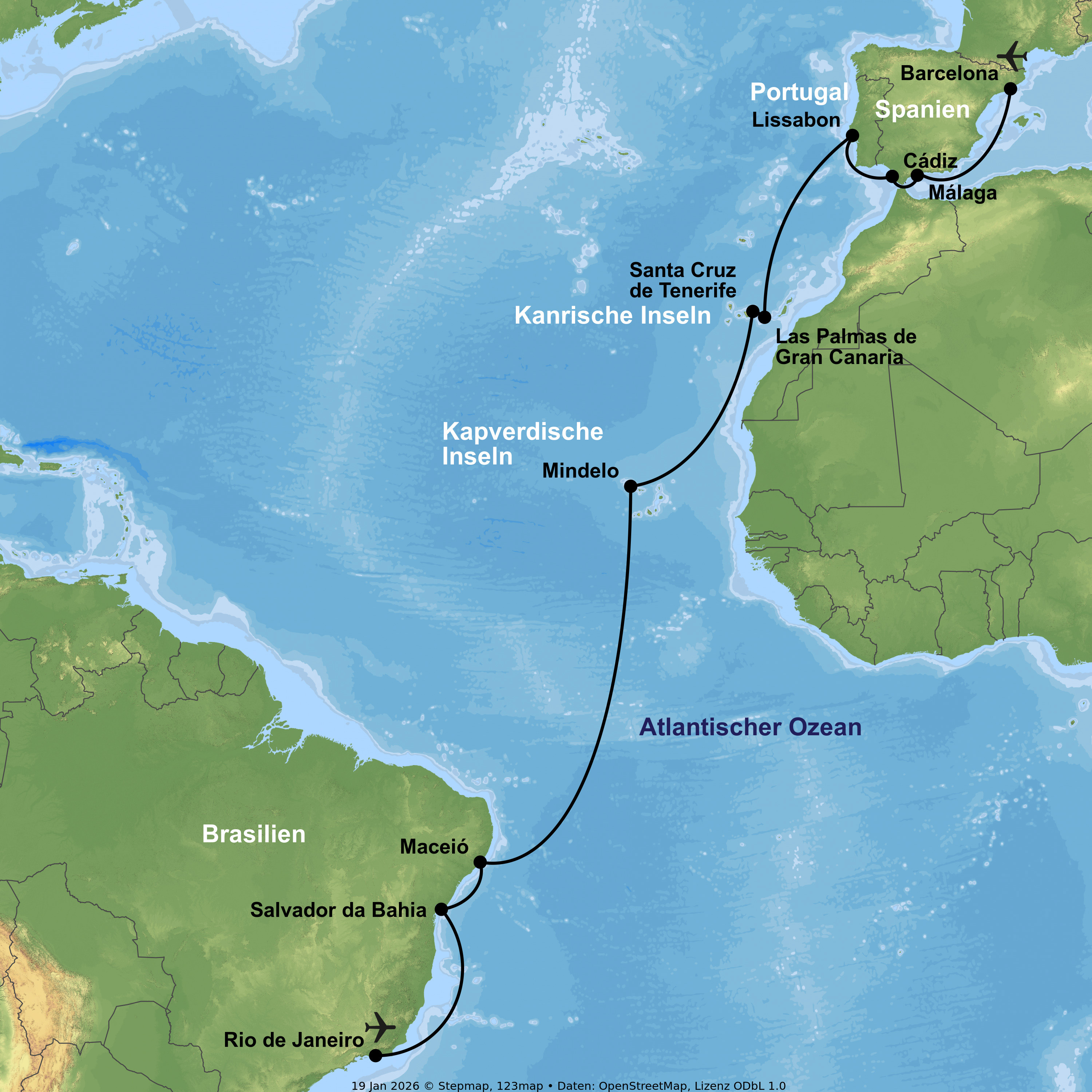 Kreuzfahrt mit Costa Diadema von Barcelona bis Rio de Janeiro inkl. 2 Nächte in Rio de Janeiro