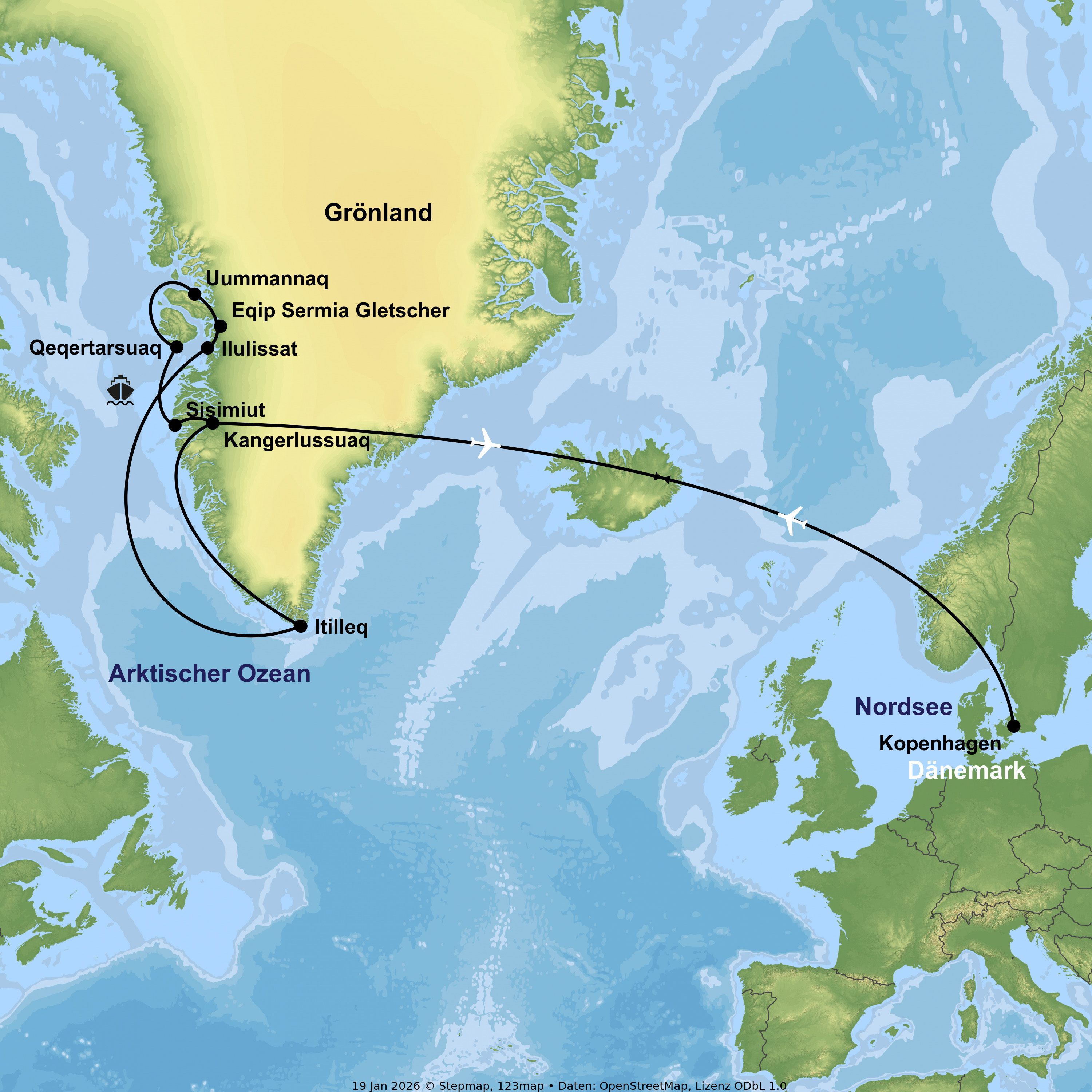 Arktis-Expeditionskreuzfahrt mit Ocean Albatros ab/an Kangerlussuaq inkl. Zodiac-Fahrten