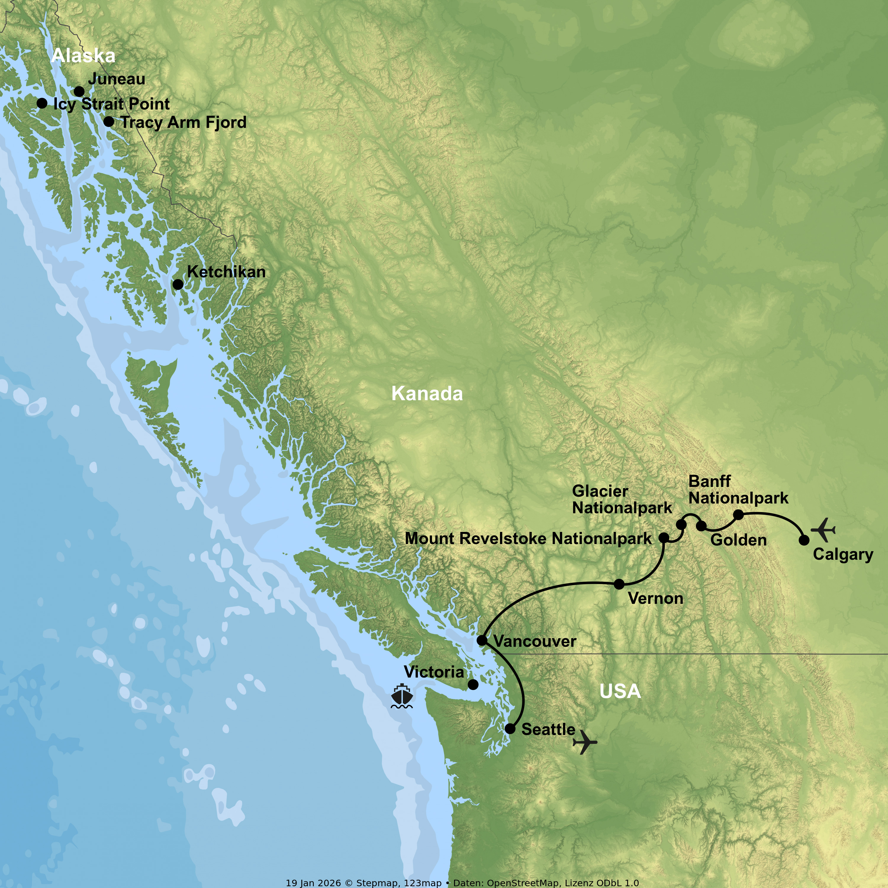 Kreuzfahrt mit der MSC Poesia ab/an Seattle inkl. Westkanada-Rundreise