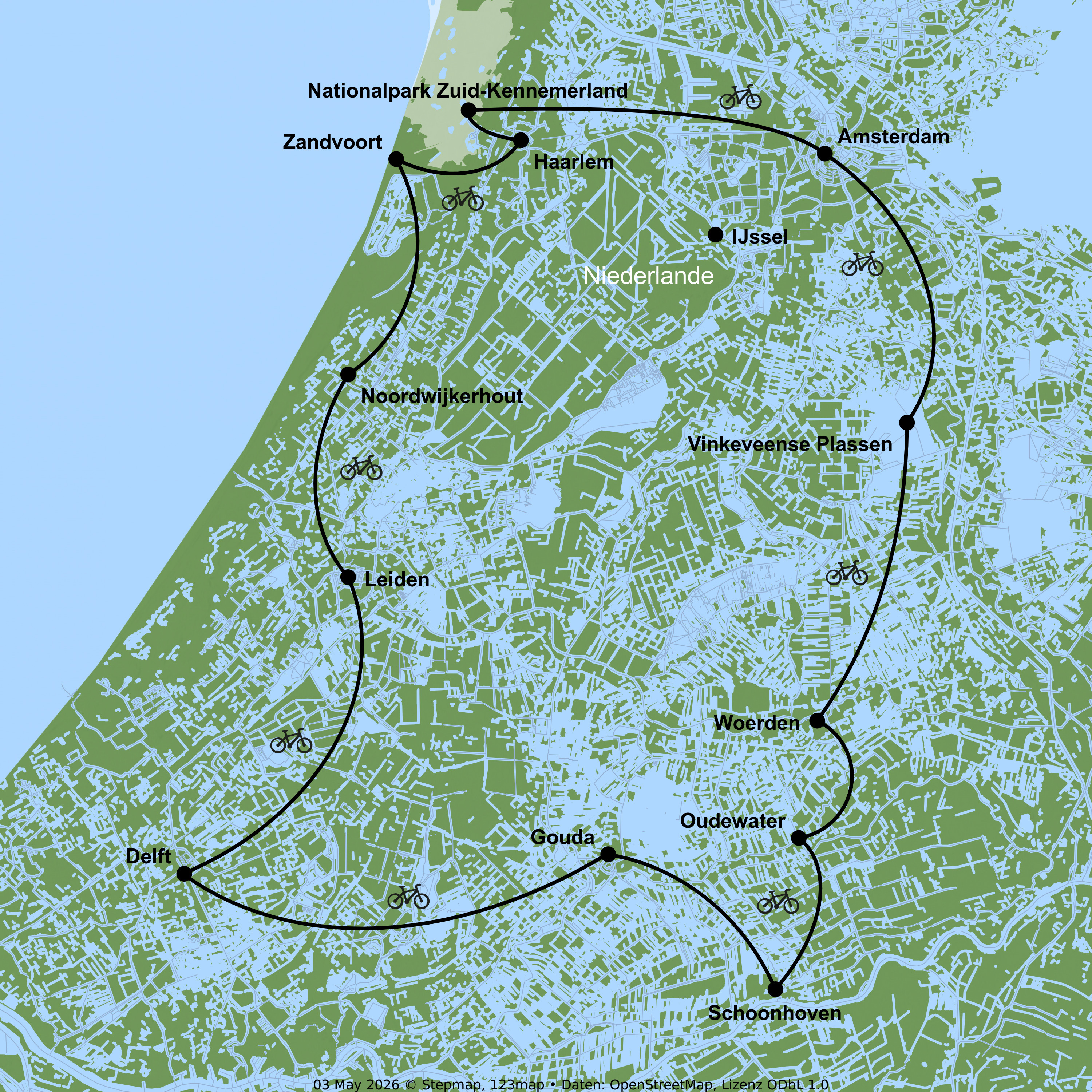 Radreise ab/an Amsterdam