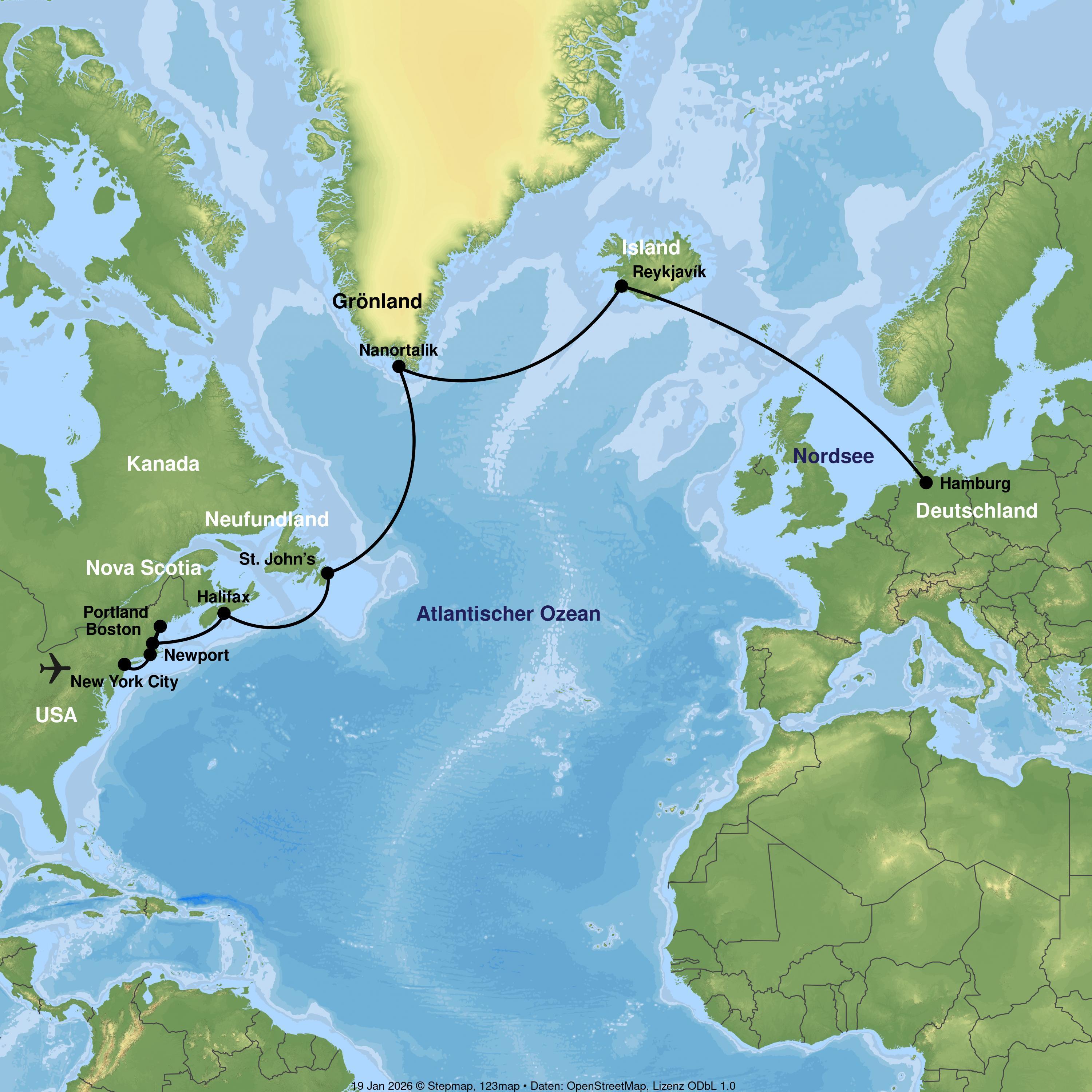 Kreuzfahrt mit AIDAluna von Hamburg über Grönland bis New York City inkl. Nachprogramm in New York City