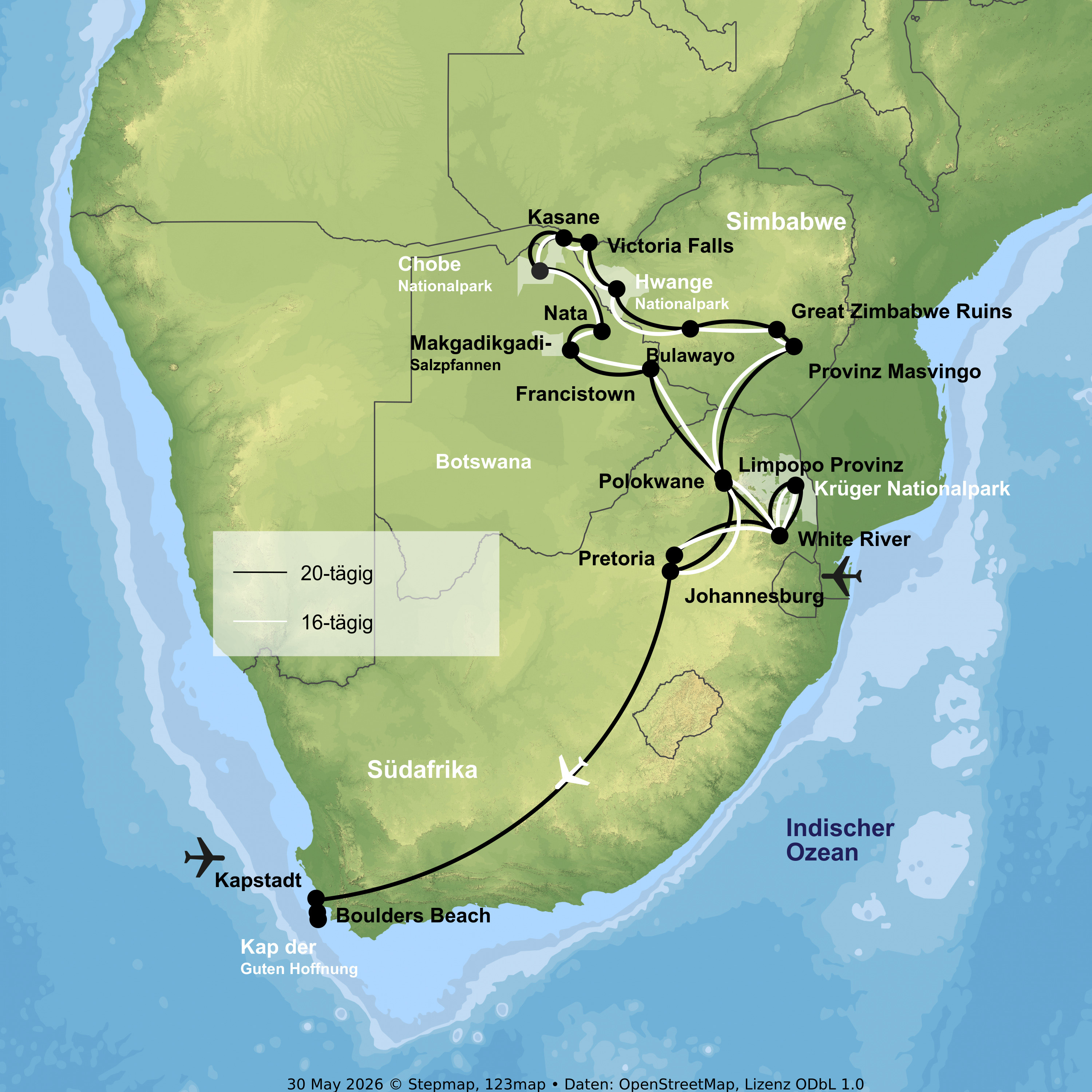 Länder-Hüpfen im südlichen Afrika
