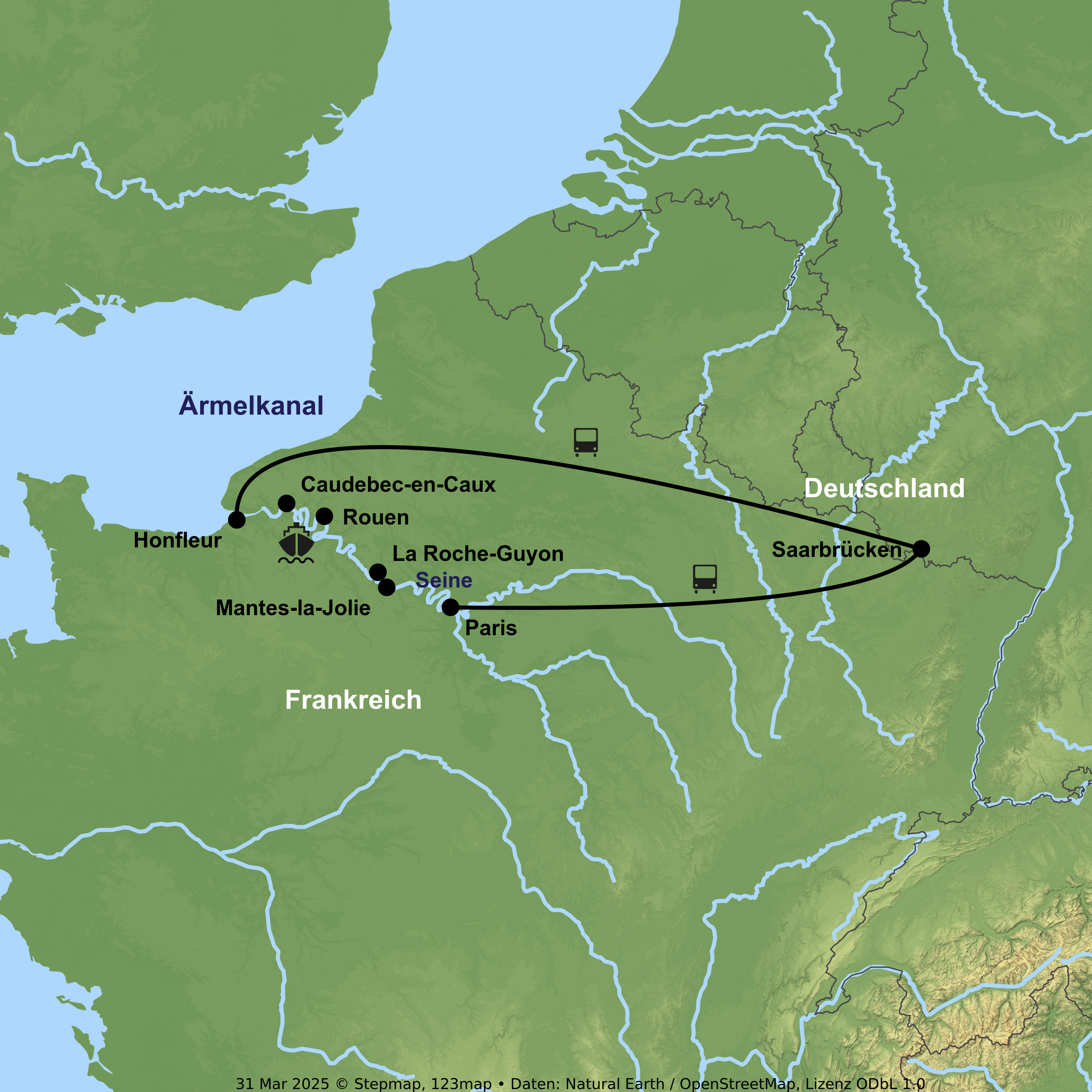 Flusskreuzfahrt mit MS Seine Princess inkl. Busan-/abreise ab/an Saarbrücken