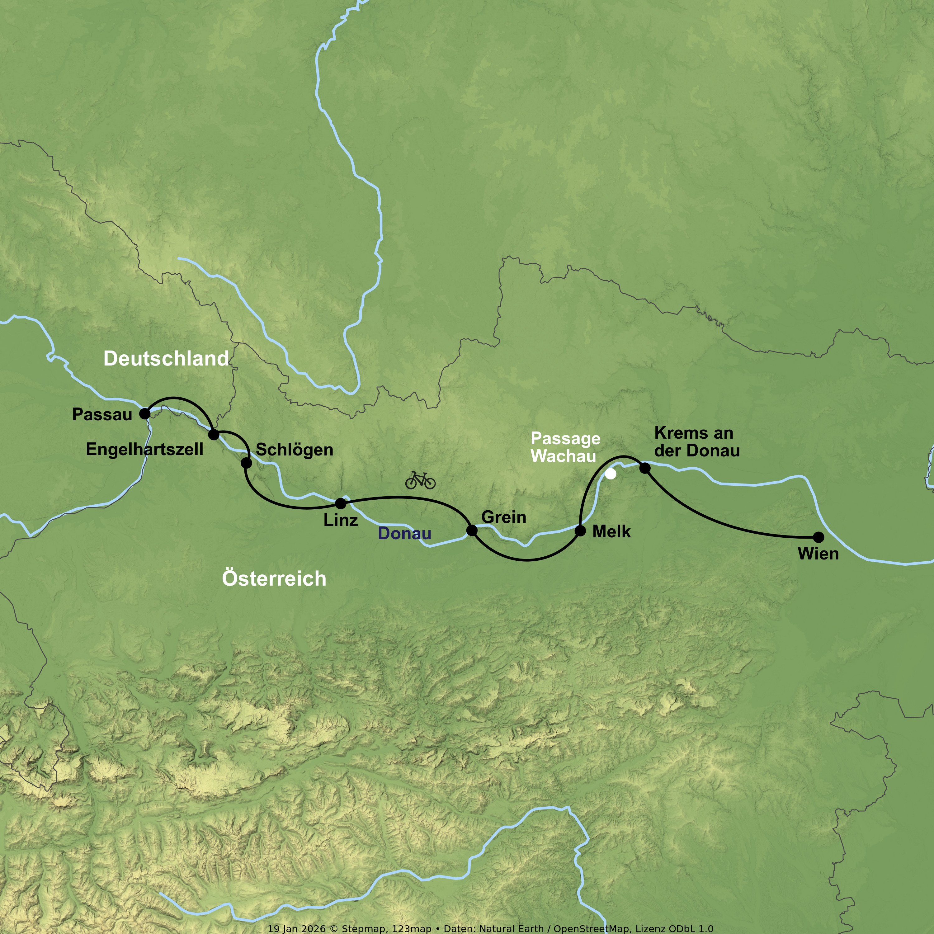 Radreise von Passau bis Wien