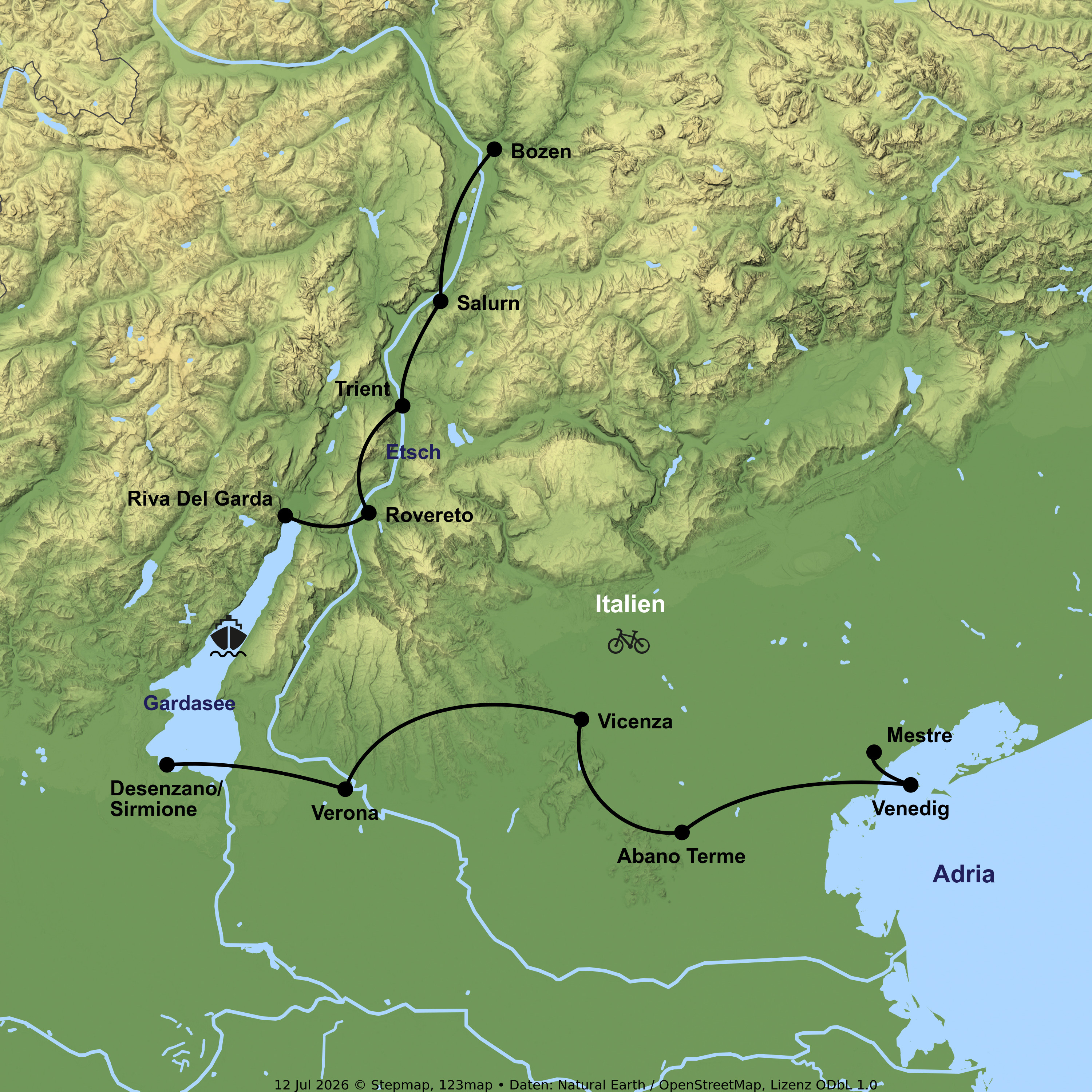 Radreise von Bozen bis Venedig