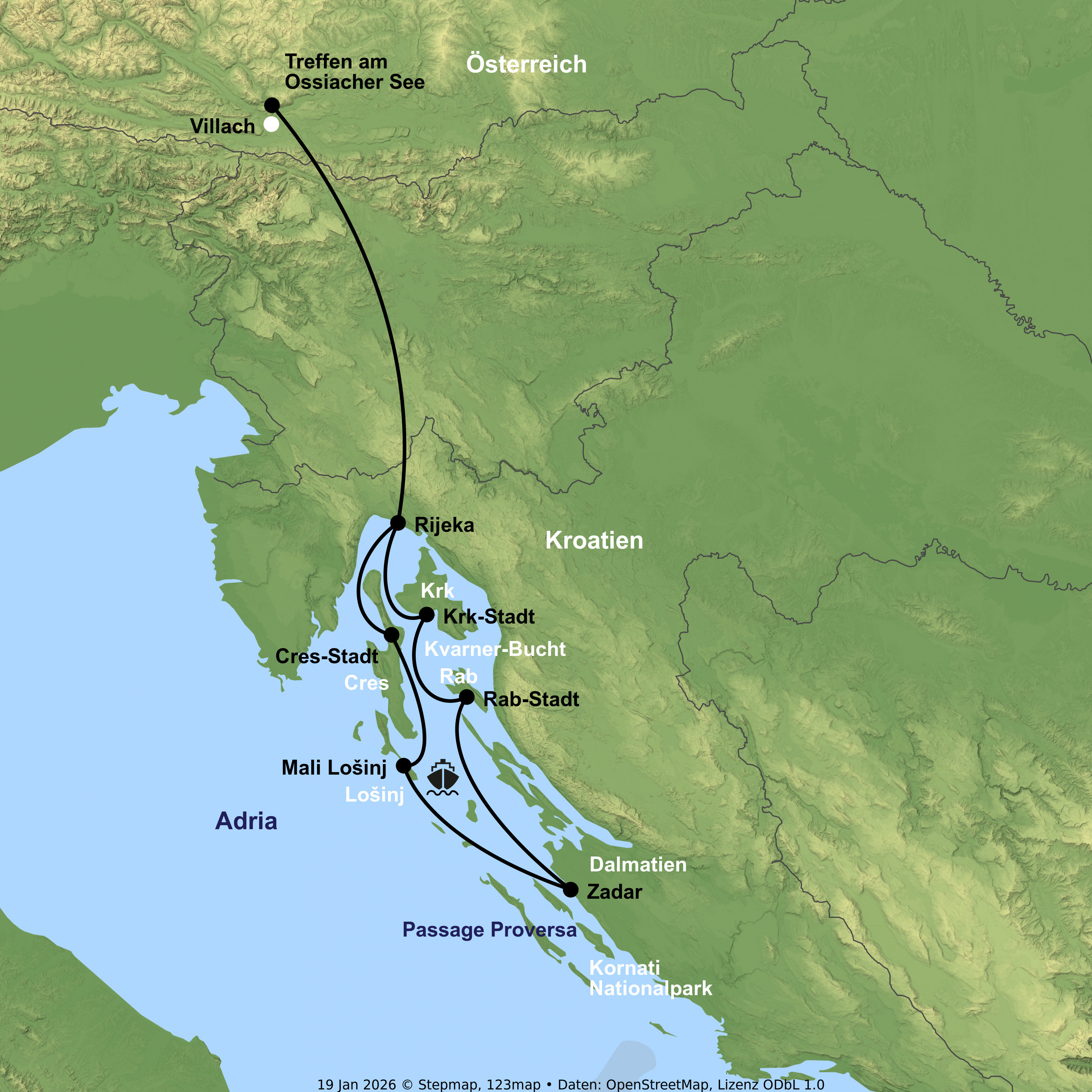 Kreuzfahrt mit einem Motorsegler/einer Motoryacht ab/an Rijeka inkl. Vorübernachtung in Österreich