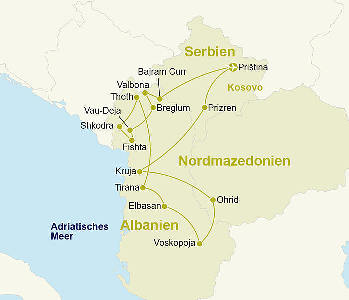 Erlebnisreise Albanien Kosovo Nordmazedonien